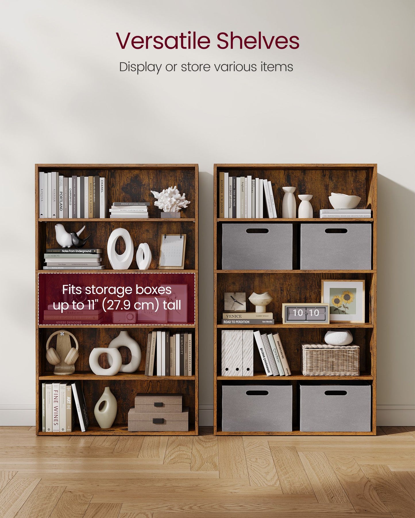 VASAGLE Custos Bookshelf – Rustic Brown