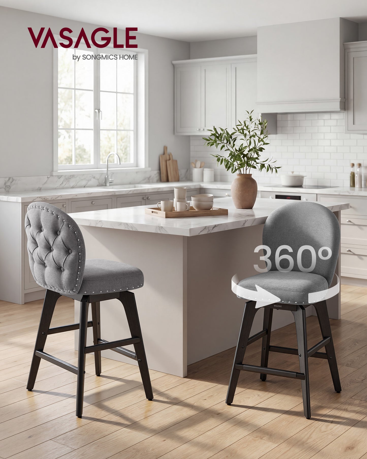 VASAGLE Bar Stools Set of 4 – Slate Gray