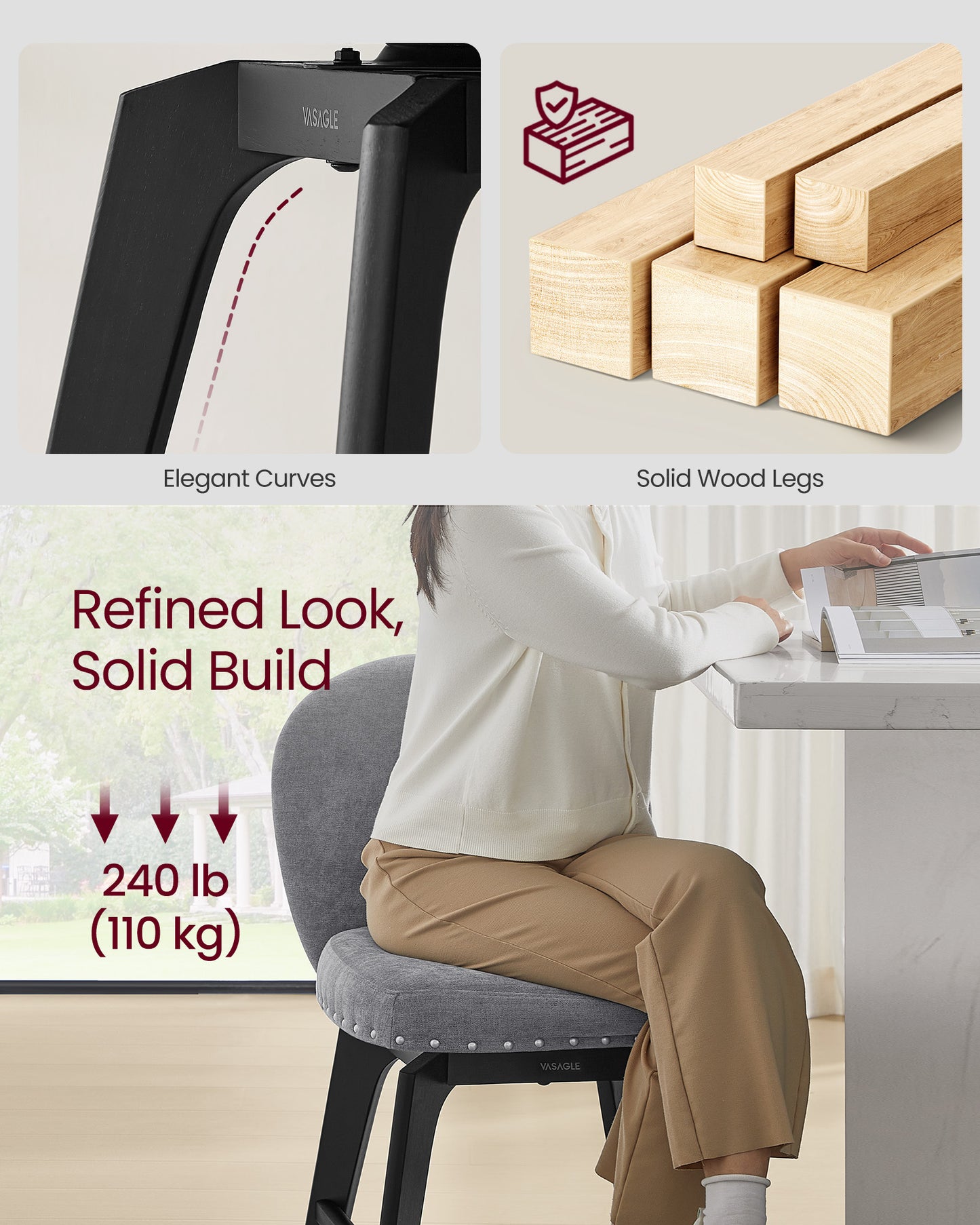 VASAGLE Bar Stools Set of 4 – Slate Gray