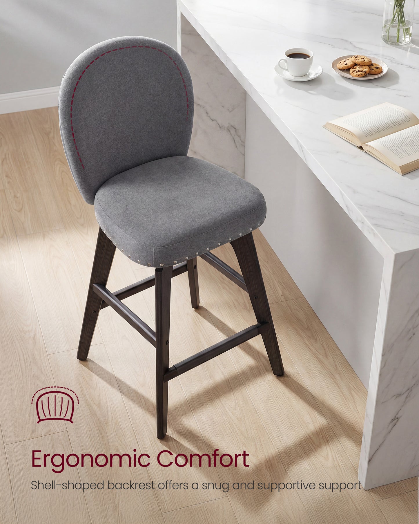 VASAGLE Bar Stools Set of 4 – Slate Gray