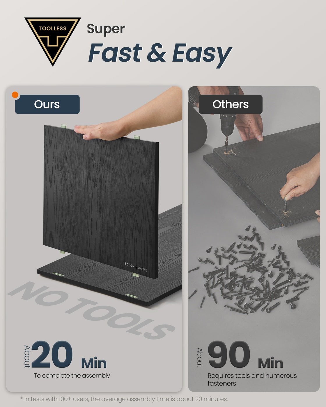 SONGMICS HOME Book Shelf, Superfast Toolless Assembly