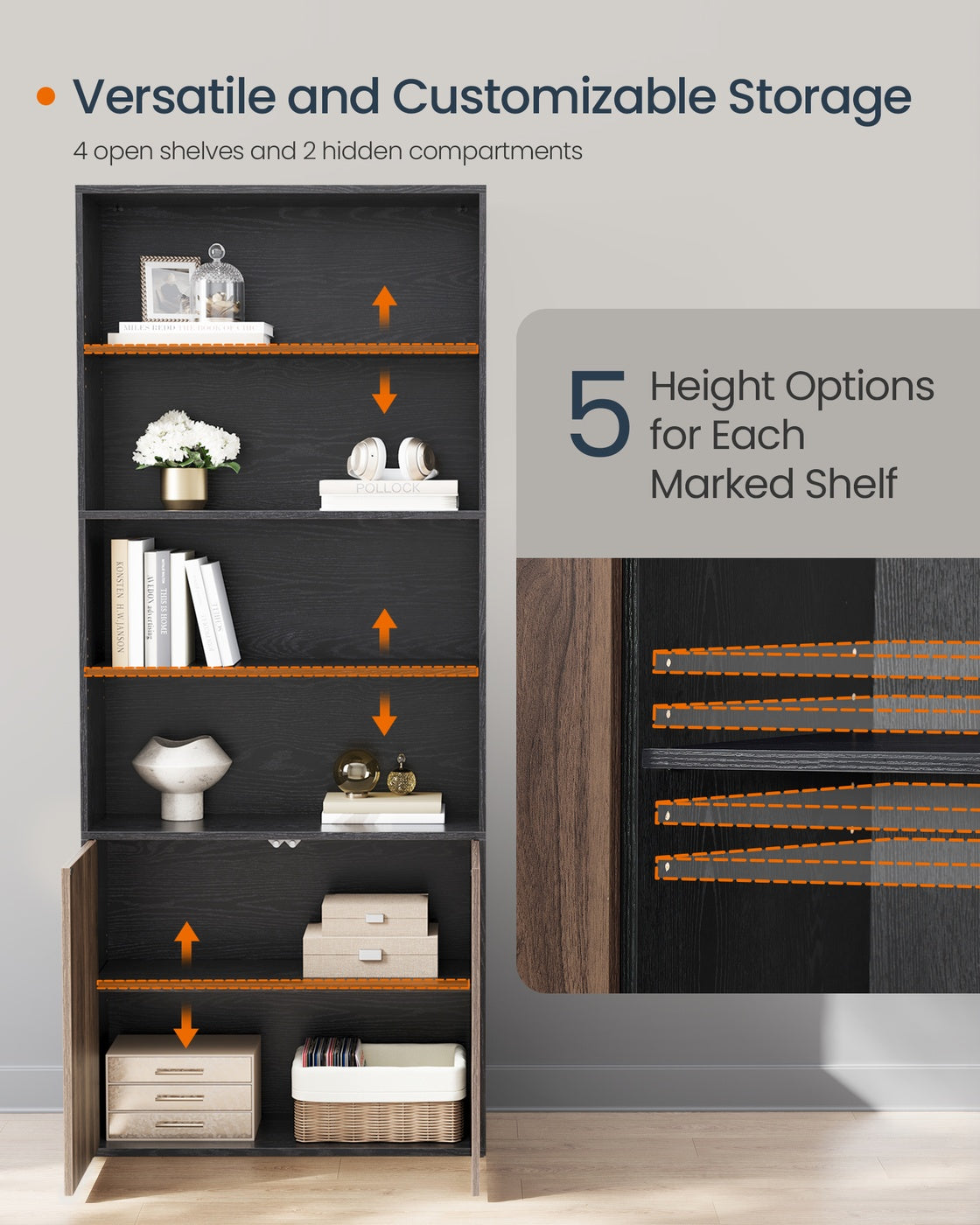 SONGMICS HOME Book Shelf, Superfast Toolless Assembly