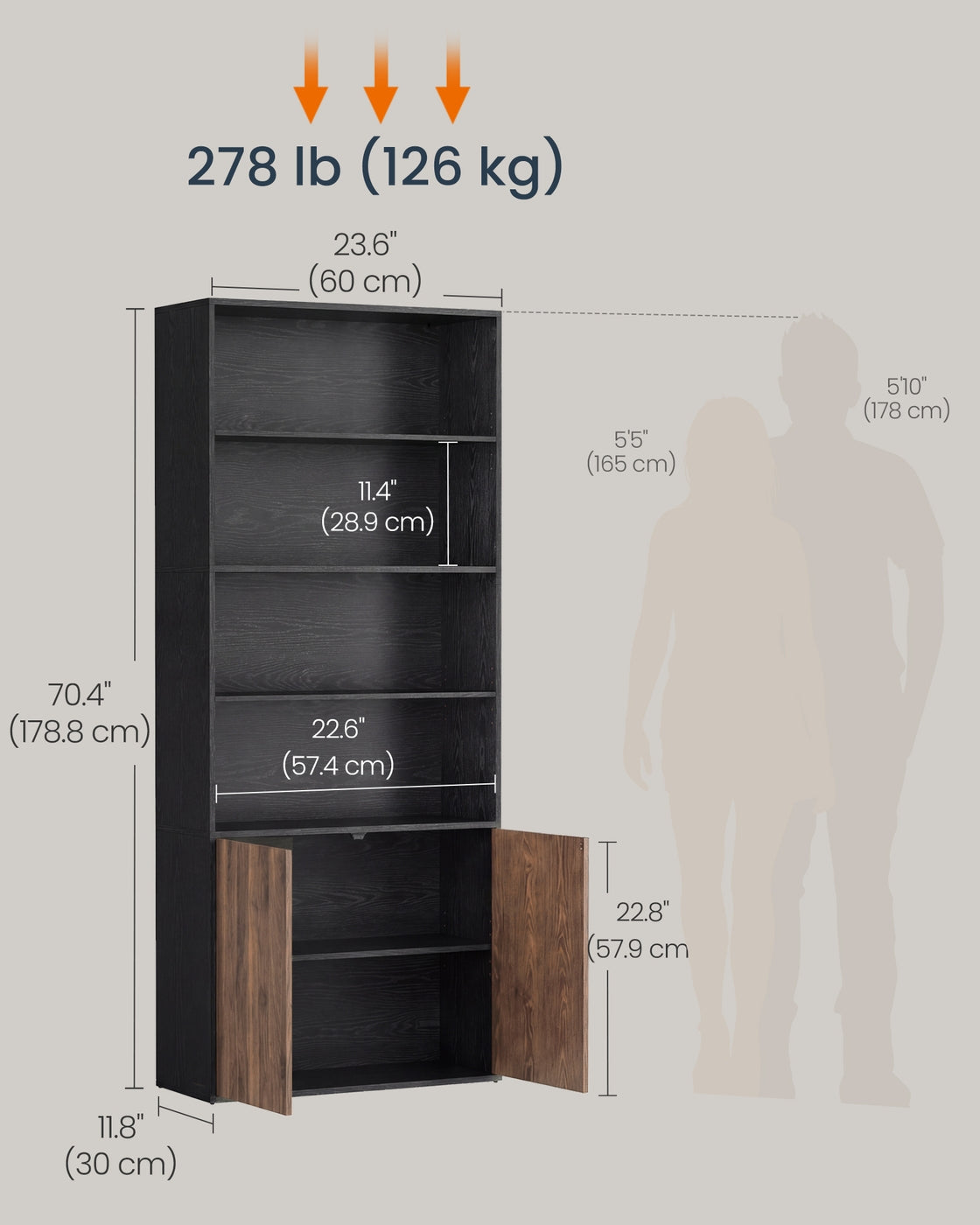SONGMICS HOME Book Shelf, Superfast Toolless Assembly