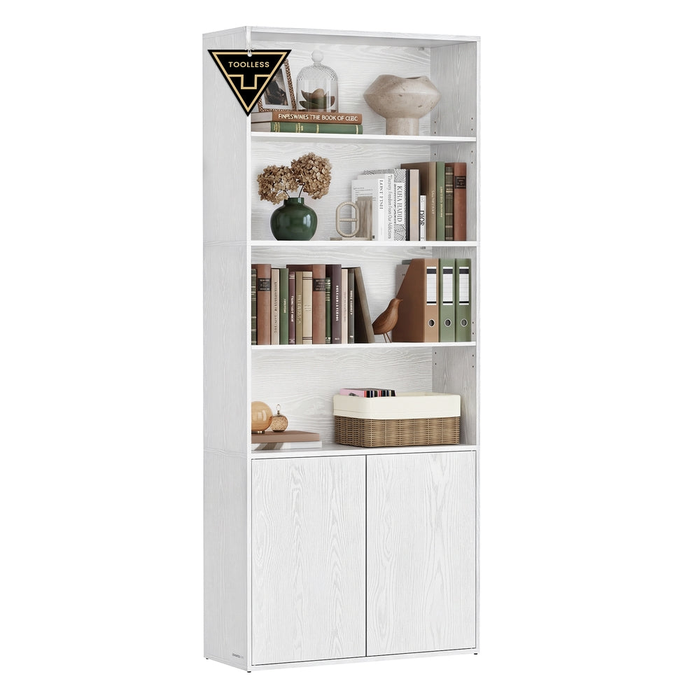 SONGMICS HOME Home Book Shelf 6-Tier Floor Standing Bookcase 70.4 Inches Tall Snow White