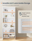 SONGMICS HOME Home Book Shelf 6-Tier Floor Standing Bookcase 70.4 Inches Tall Snow White