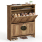 SONGMICS HOME Shoe Cabinet with 2 Flip Drawers Honey Brown