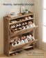 SONGMICS HOME Shoe Cabinet with 2 Flip Drawers Honey Brown