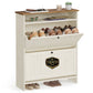 SONGMICS HOME Shoe Cabinet, Snapsemble Superfast Assembly – Cloud White and Warm Brown