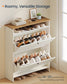 SONGMICS HOME Shoe Cabinet, Snapsemble Superfast Assembly – Cloud White and Warm Brown