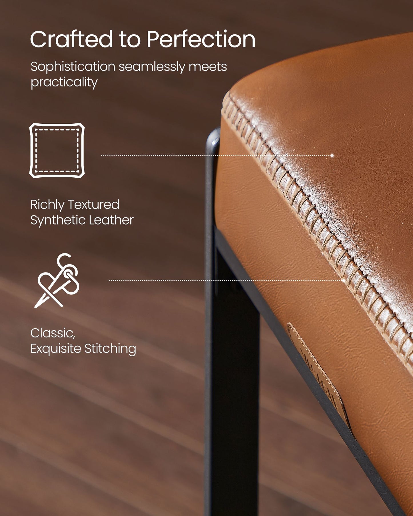 VASAGLE Ekho Collection Bar Stools Set of 3, Caramel Brown