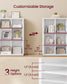 VASAGLE 12-Cube Bookshelf, Adjustable Storage Shelf Modern Display Cabinet for Living Room Storage – Cloud White