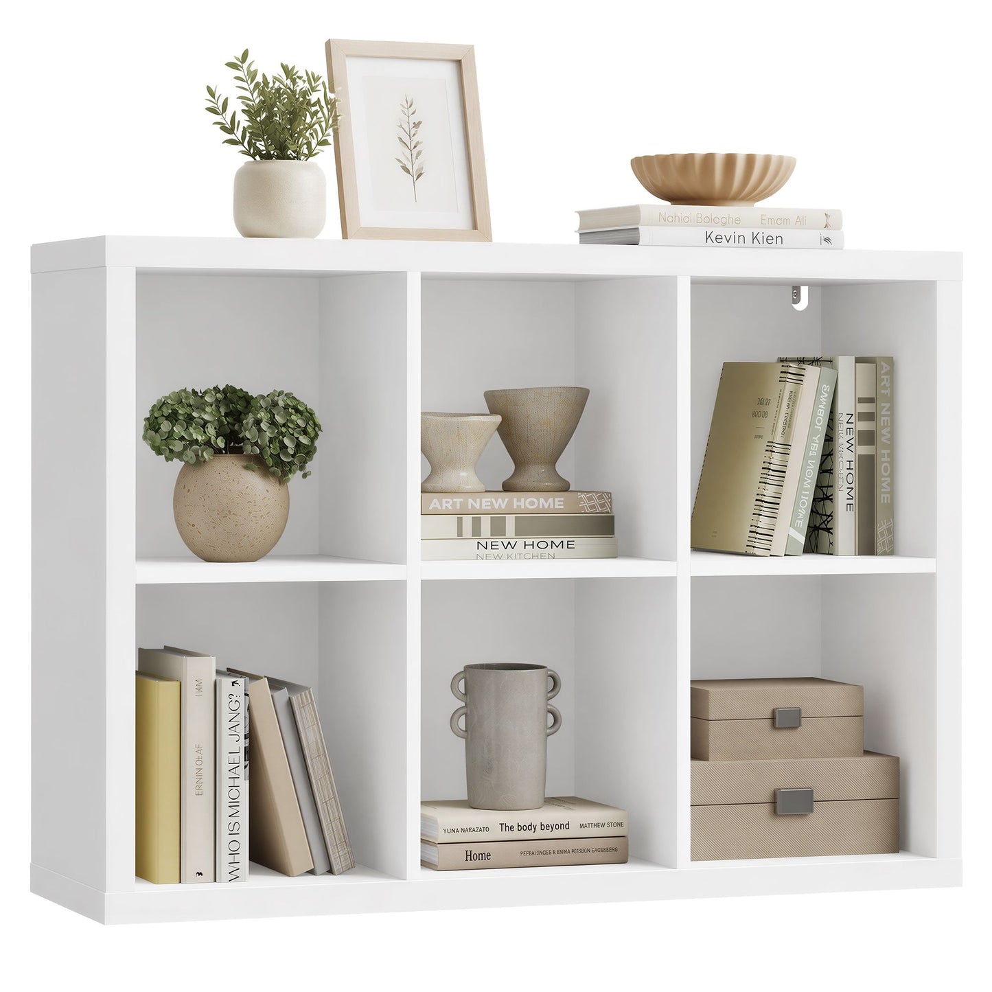 VASAGLE 6-Cube Bookshelf, Adjustable Storage Shelf Modern Display Cabinet for Living Room Storage – Cloud White