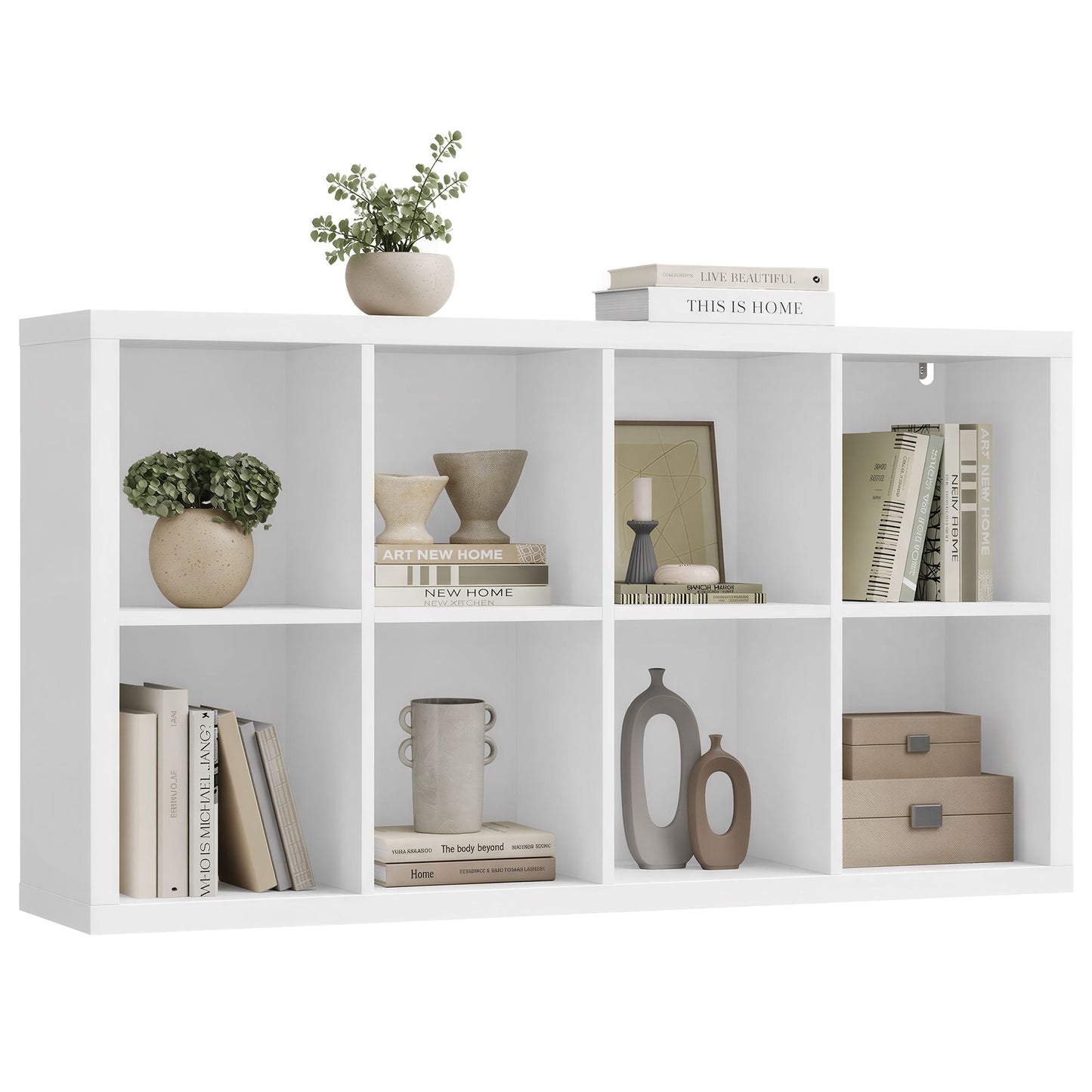 VASAGLE 8-Cube Bookshelf, Adjustable Storage Shelf Modern Display Cabinet for Living Room Storage – Cloud White
