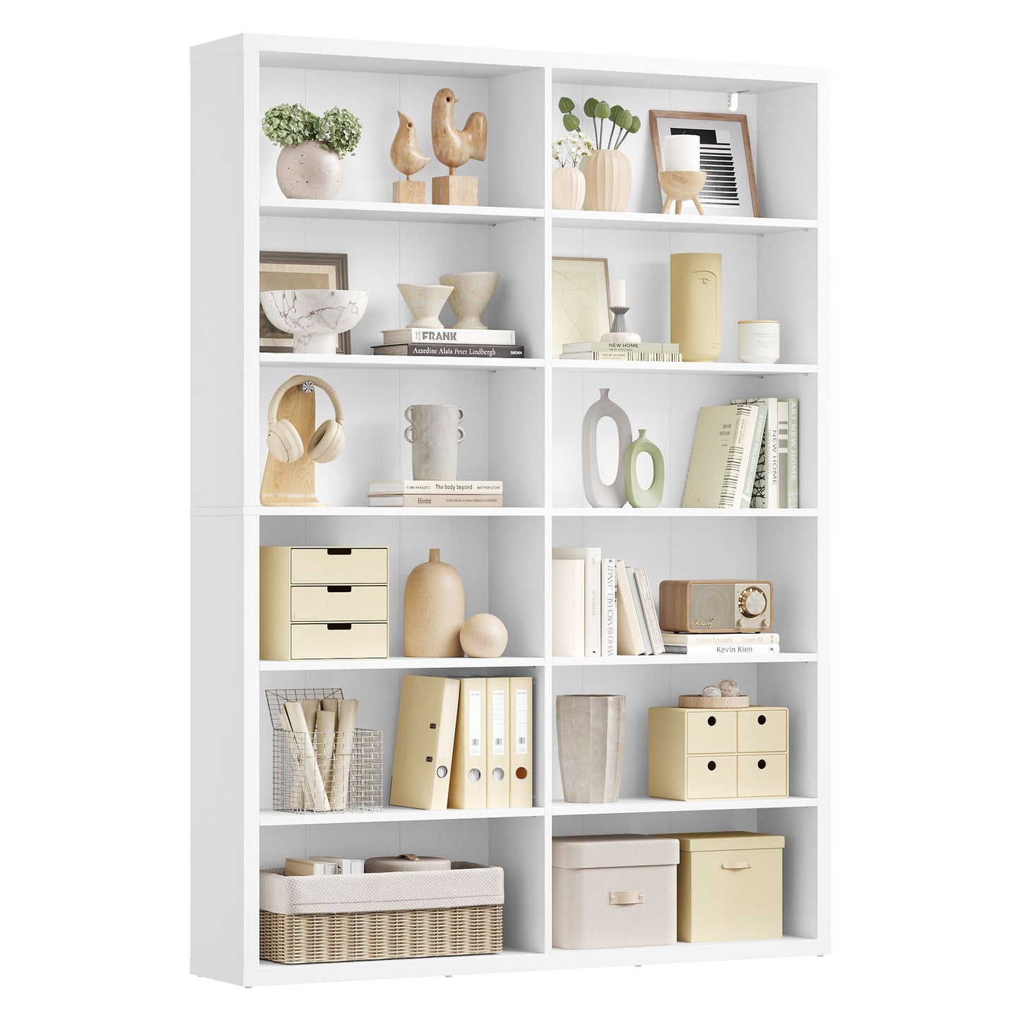 VASAGLE 6-Tier Bookshelf, Minimalist Bookcase with Adjustable Shelves Room Storage – Cloud White – 47.2 x 9.4 x 65.7 inch