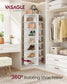 VASAGLE 7-Tier Rotating Shoe Rack Tower, Free Standing 360 Degree Spinning Shoe Organizer – White
