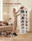 VASAGLE 7-Tier Rotating Shoe Rack Tower, Free Standing 360 Degree Spinning Shoe Organizer – White