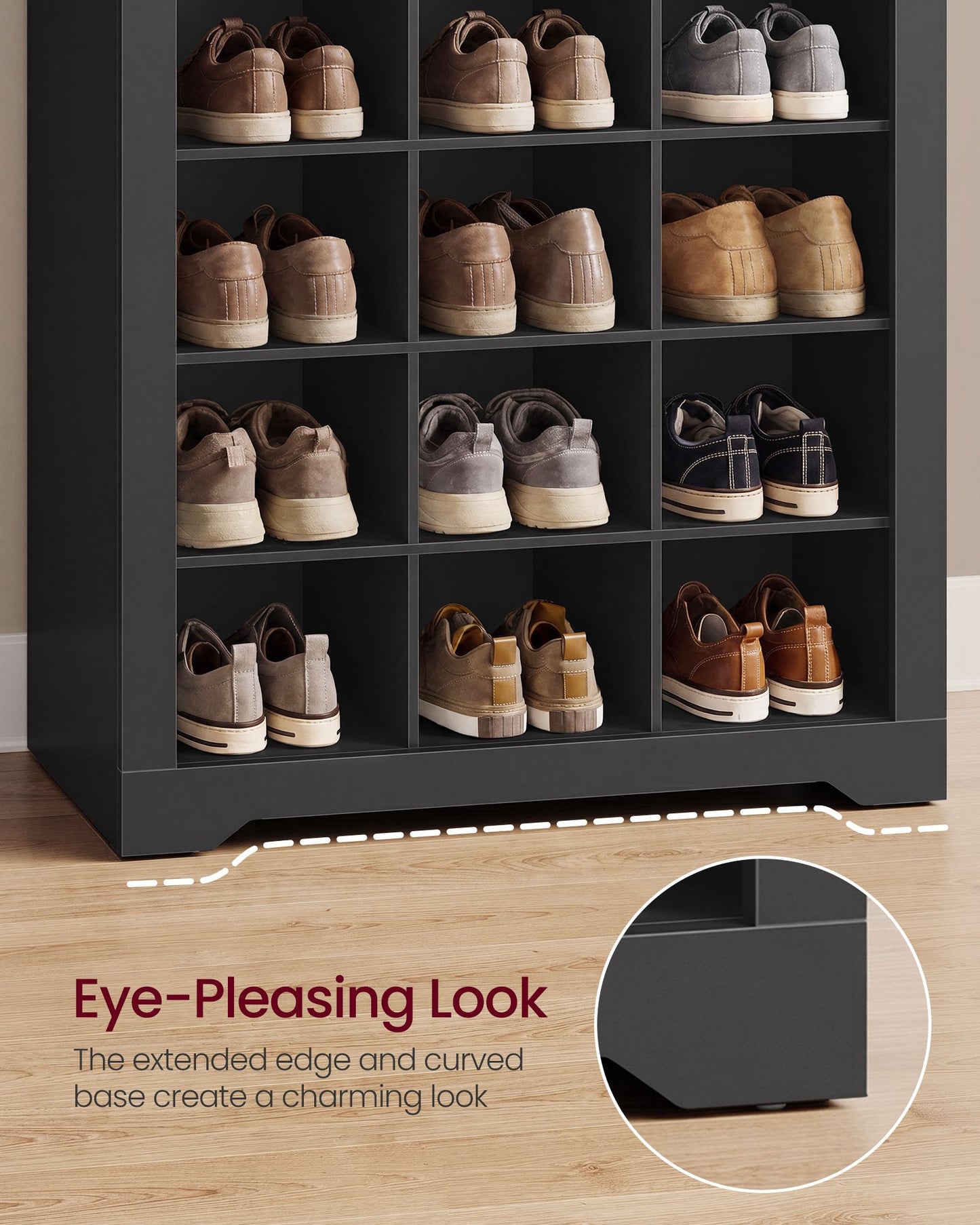 VASAGLE Tall Ten Tier Shoe Storage Cabinet Ink Black