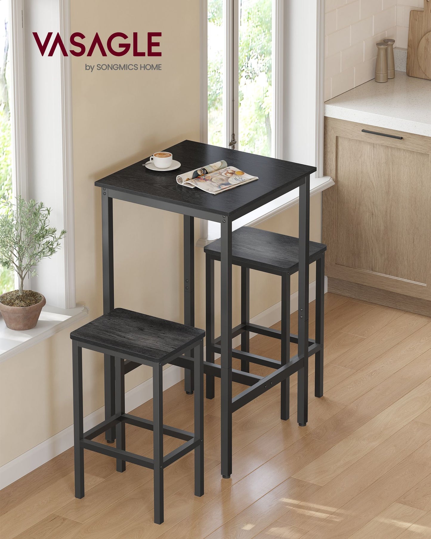 VASAGLE Bar Table, Kitchen Dining Table, High Top Pub Table