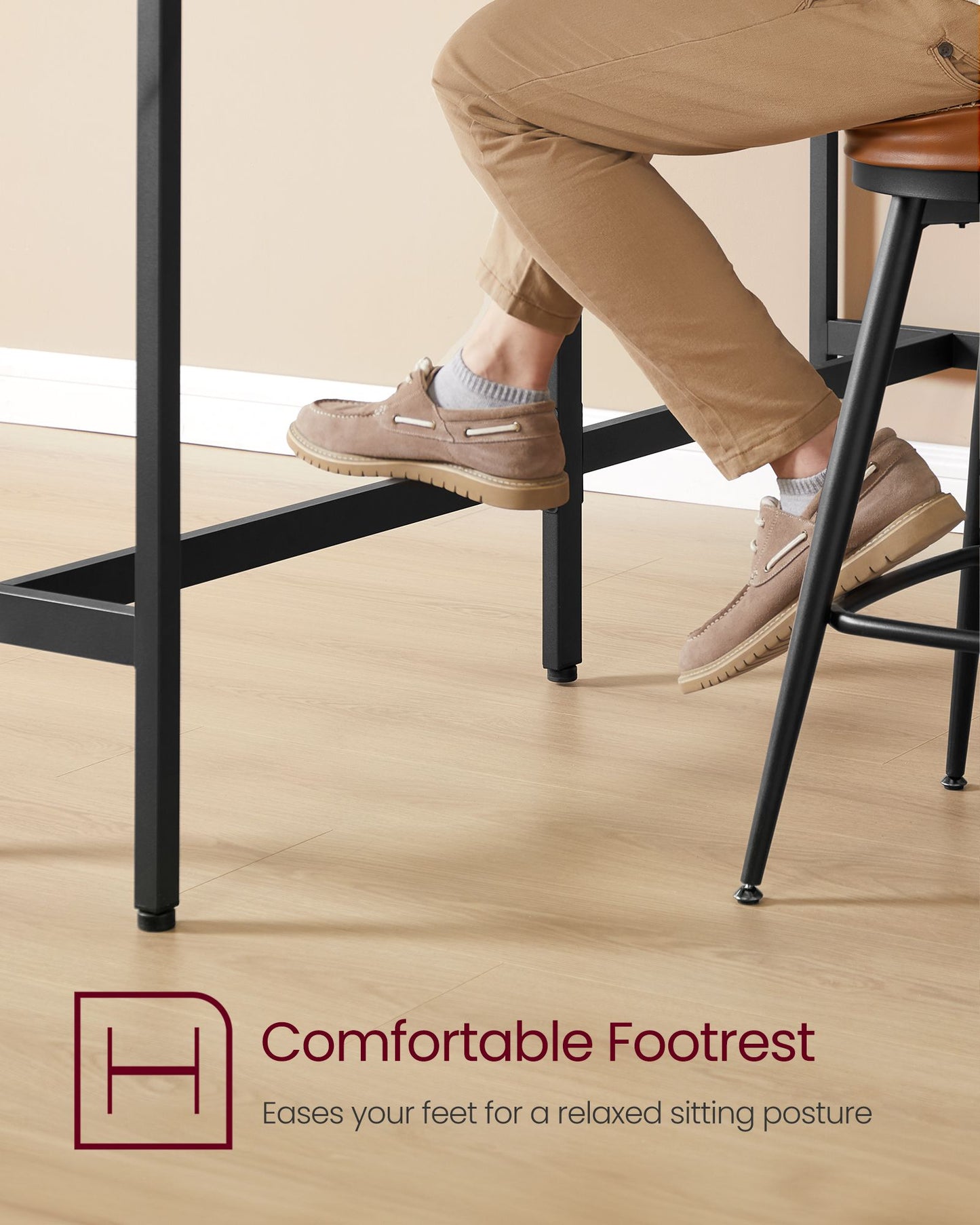 VASAGLE Bar Table, Kitchen Dining Table, High Top Pub Table – Rustic Brown, Ink Black