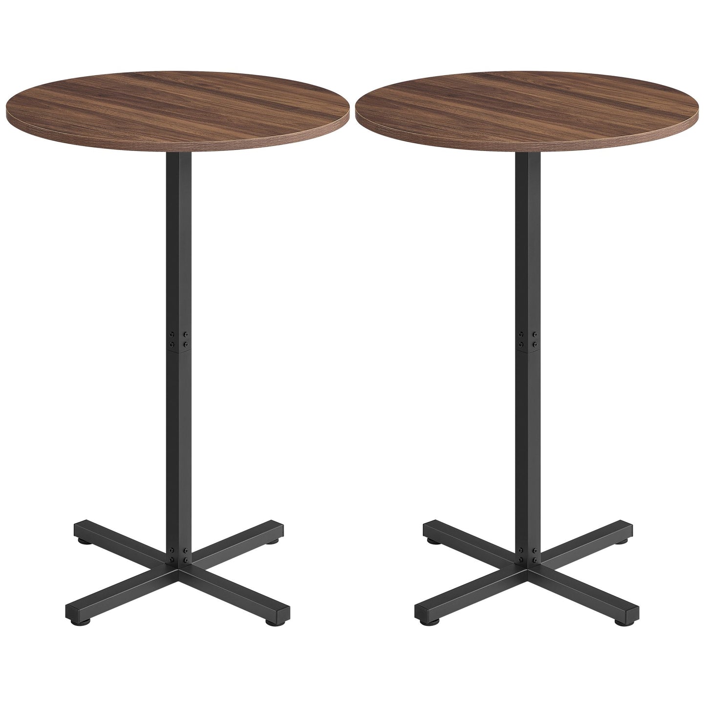 VASAGLE Round Cocktail Table, Set of 2, High Top Bar Pub Table, Natural Walnut