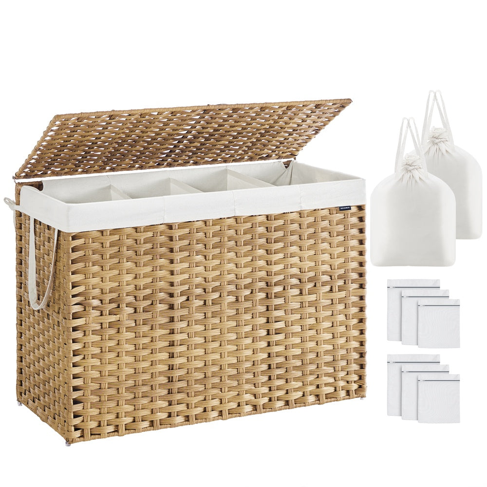 VASAGLE Laundry Hamper with Lid 200 L Clothes Hamper 15.7 X 33.9 X 24 Inches Natural