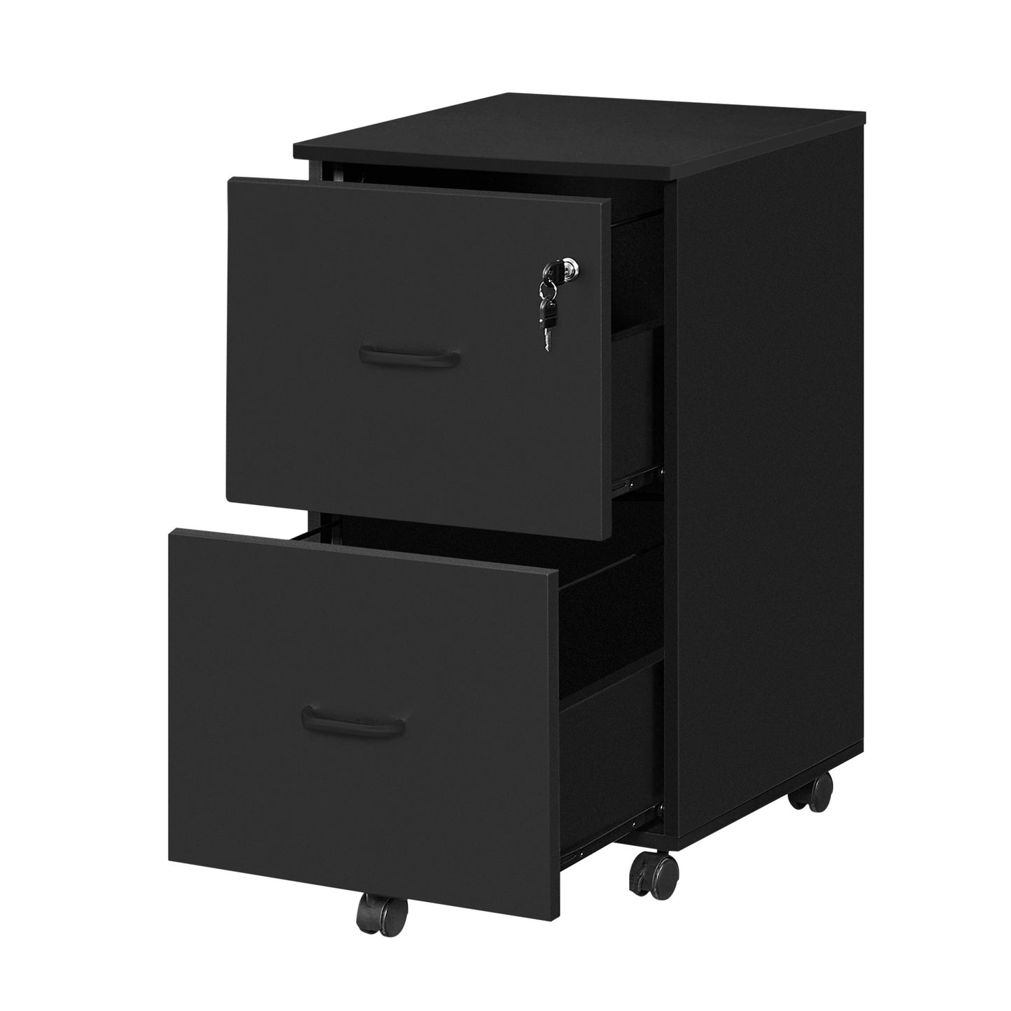 VASAGLE 2-Drawer File Cabinet, Small Rolling, Locking, Printer Stand Home Office, A4 – Ink Black