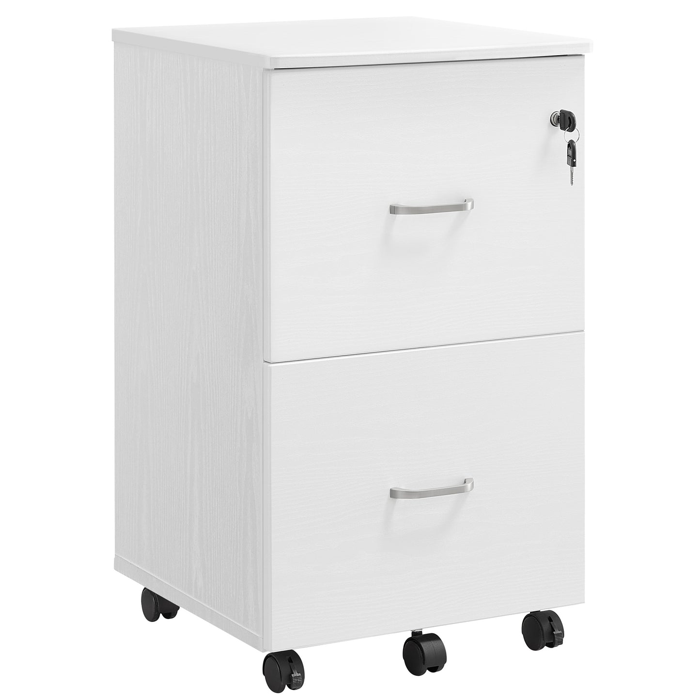 VASAGLE 2-Drawer File Cabinet, Small Rolling, Locking, Printer Stand Home Office, A4 – Snow White
