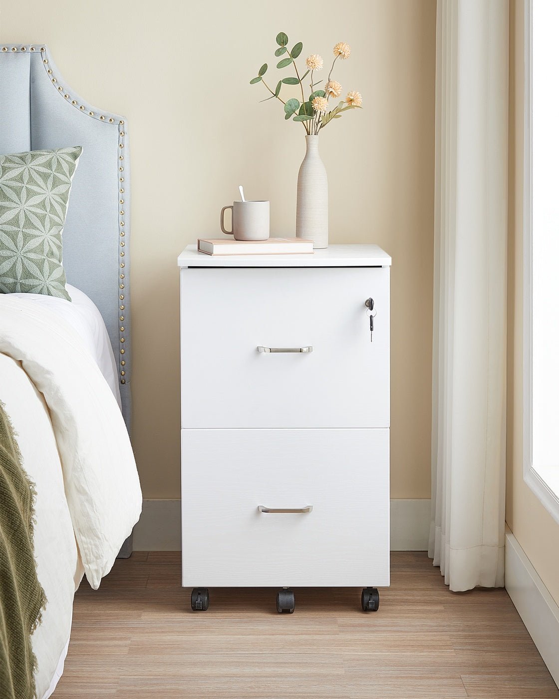 VASAGLE 2-Drawer Rolling File Cabinet – White