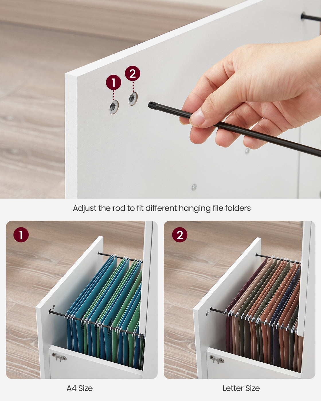 VASAGLE 2-Drawer Rolling File Cabinet – White