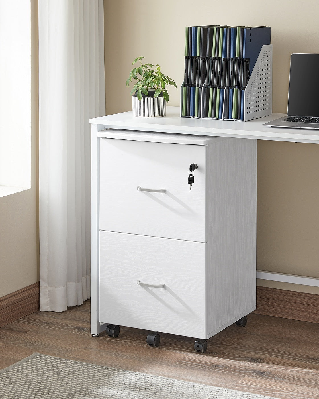 VASAGLE 2-Drawer Rolling File Cabinet – White
