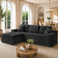 VASAGLE Boneless Sectional Couch, Cloud Convertible Sofa Bed Corduroy Fabric Foam Lounge – Ink Black