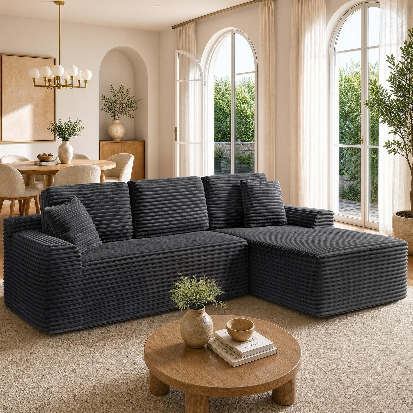 VASAGLE 107.9" Cloud Sectional Sofa, Boneless Couch for Living Room L Shaped – Slate Gray