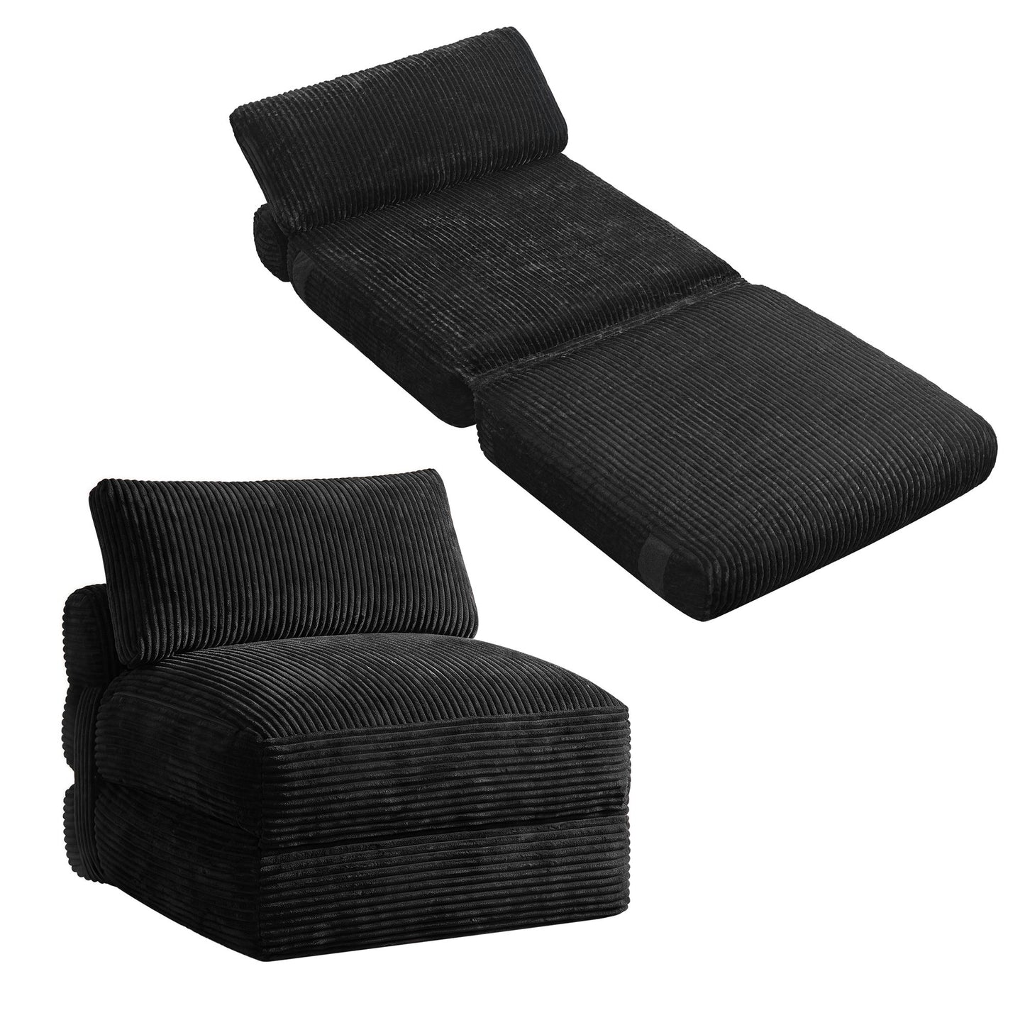 VASAGLE Folding Sofa Bed, Convertible Chair Bed with Pillow, Sleeper Chair – Smoky Black