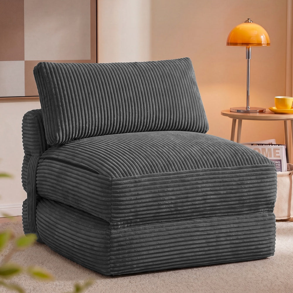 VASAGLE Folding Sofa Bed, Convertible Chair Bed with Pillow, Sleeper Chair – Lead Gray