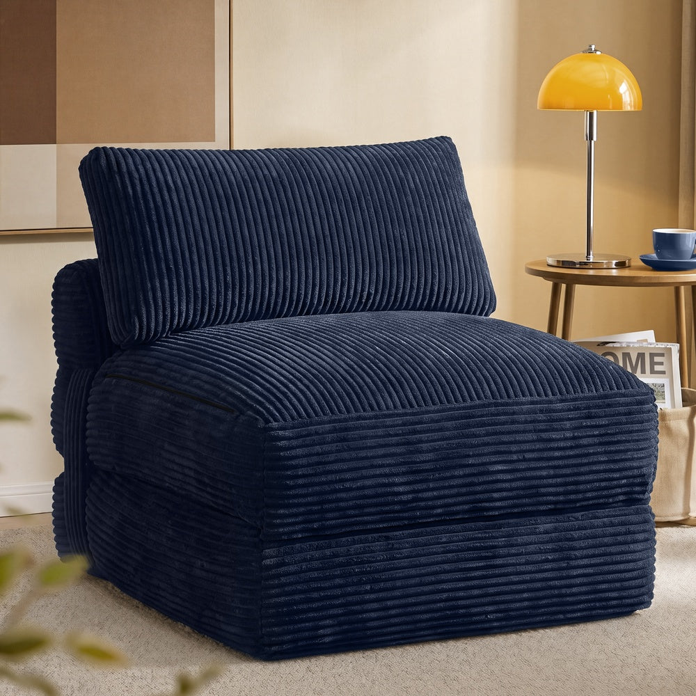 VASAGLE Folding Sofa Bed, Convertible Chair Bed with Pillow, Sleeper Chair – Gray Blue