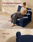 VASAGLE Folding Sofa Bed, Convertible Chair Bed with Pillow, Sleeper Chair – Gray Blue