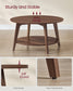 VASAGLE Maezo Round Coffee Table, 2-Tier Center Table with Storage – Chestnut Walnut