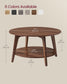 VASAGLE Maezo Round Coffee Table, 2-Tier Center Table with Storage – Chestnut Walnut