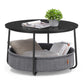 VASAGLE Coffee Table with Fabric Basket – Ebony Black, Slate Gray
