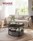 VASAGLE Coffee Table with Fabric Basket – Ebony Black, Slate Gray