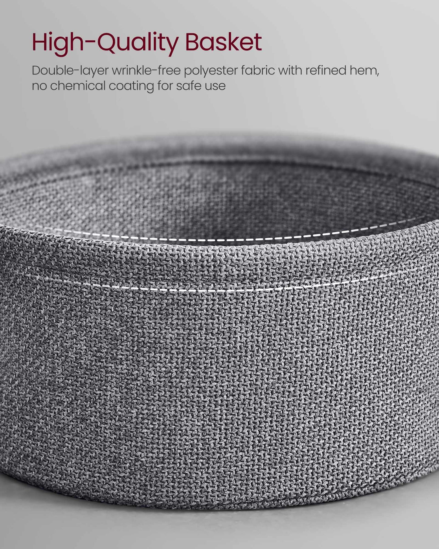 VASAGLE Coffee Table with Fabric Basket – Ebony Black, Slate Gray