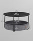 VASAGLE Coffee Table with Fabric Basket – Ebony Black, Slate Gray
