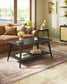 VASAGLE Coffee Table, 2-Tier Living Room Table with Storage, Center Table with Rounded Corners – Charcoal Gray