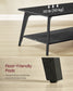 VASAGLE Coffee Table, 2-Tier Living Room Table with Storage, Center Table with Rounded Corners – Charcoal Gray