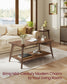 VASAGLE Maezo Collection Coffee Table 2-Tier Center Table 21.7 X 39.4 X 17.7 Inches Chestnut Brown – Honey Brown