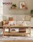 VASAGLE 2-Tier Coffee Table for Living Room, Rectangular Living Room Table – Oak Beige