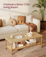 VASAGLE 2-Tier Coffee Table for Living Room, Rectangular Living Room Table – Oak Beige