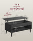 VASAGLE Lift Top Coffee Table with Hidden Storage – Charcoal Gray