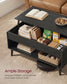 VASAGLE Lift Top Coffee Table with Hidden Storage – Charcoal Gray