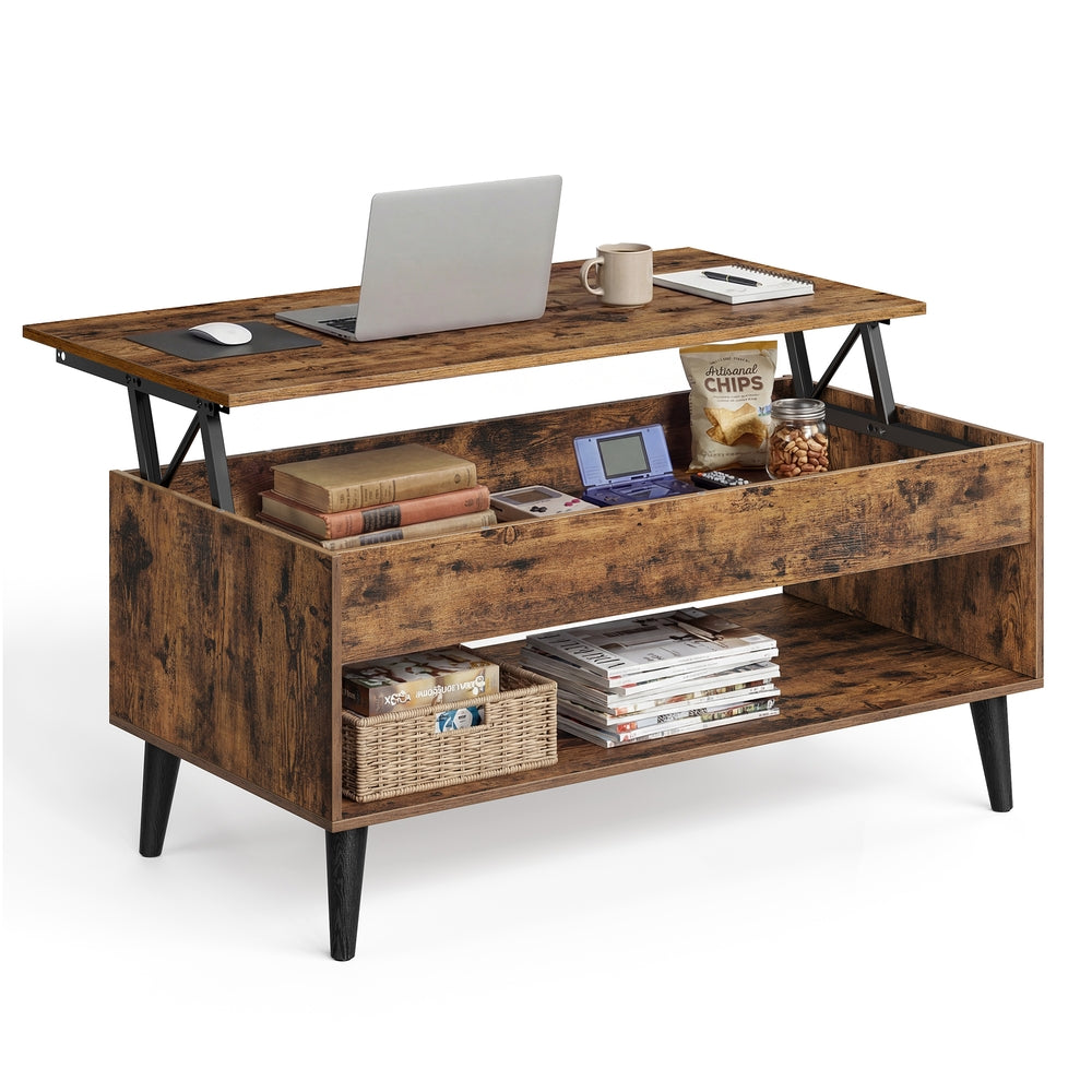 VASAGLE Lift Top Coffee Table with Hidden Storage – Rustic Brown